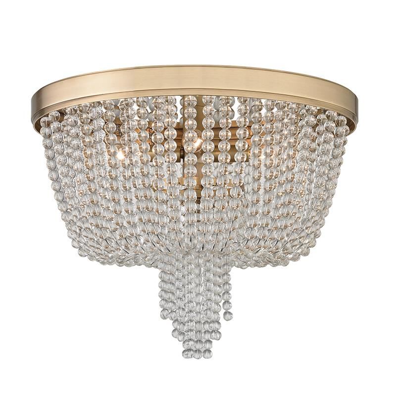 Shown in Aged Brass finish and Clear Crystal glass